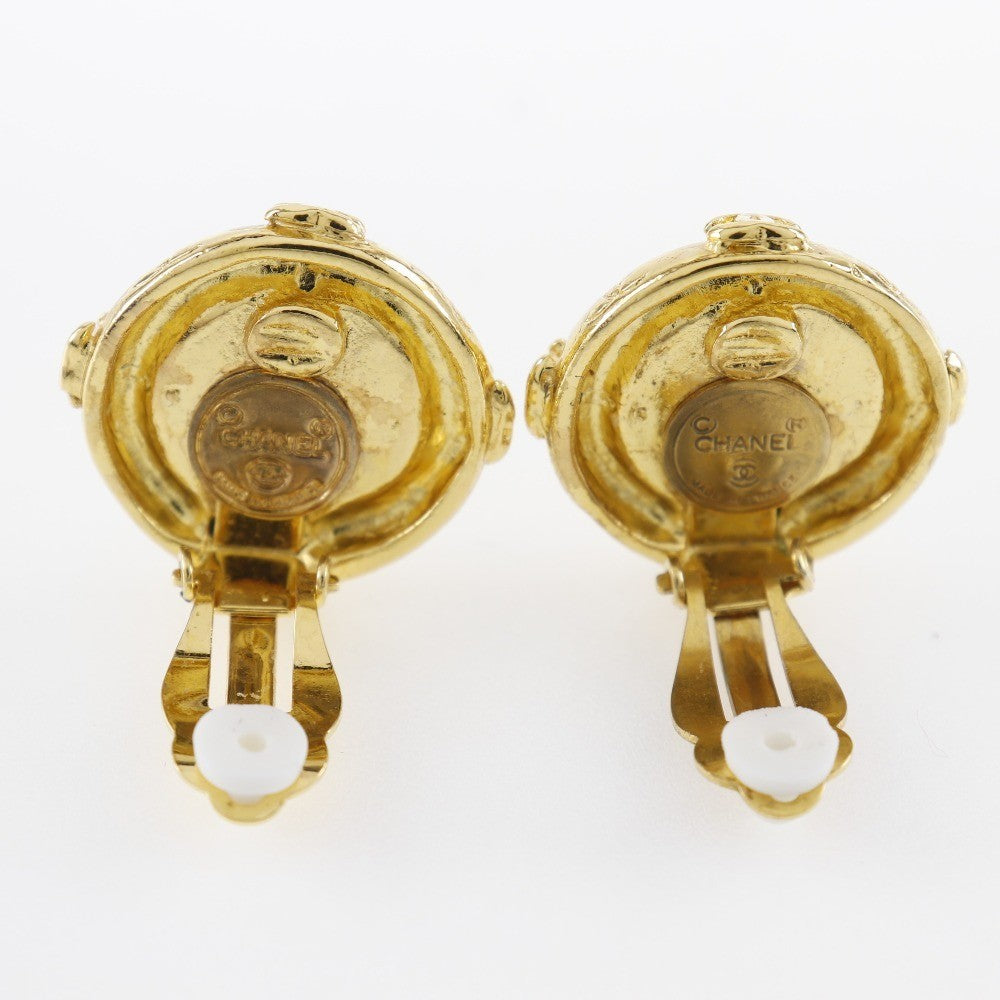 Chanel Vintage Cc Clip-On Metal Gold Gold_Plated Earrings Jewelry (Pre-Owned)