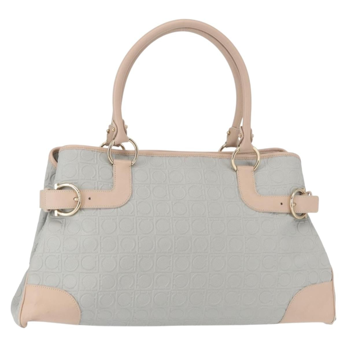 Salvatore Ferragamo Gancini Tote Leather Gray Leather Tote Bag Bag (Pre-Owned)
