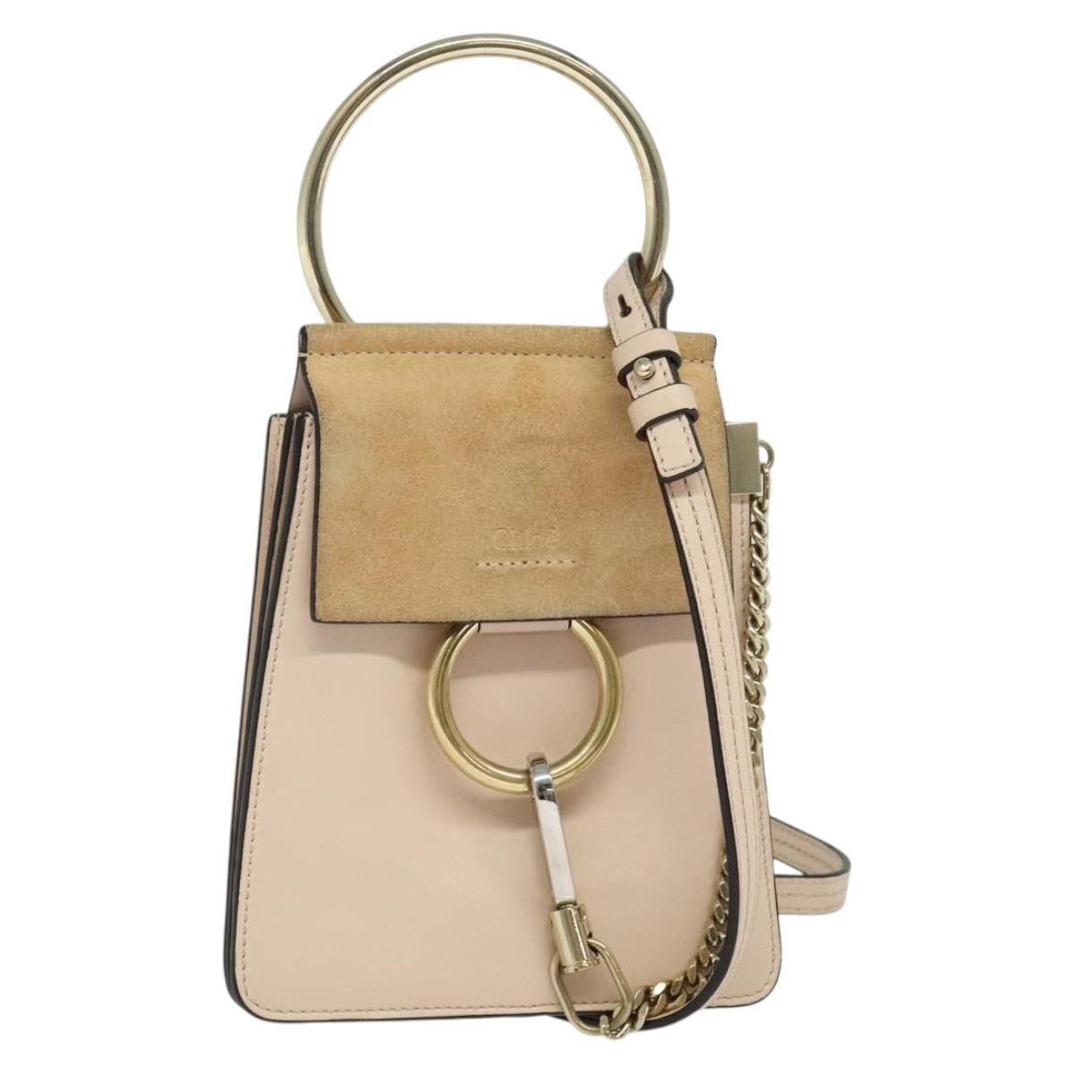 Chloe Faye Leather And Suede Beige Leather Shoulder Bag Bag (Pre-Owned)