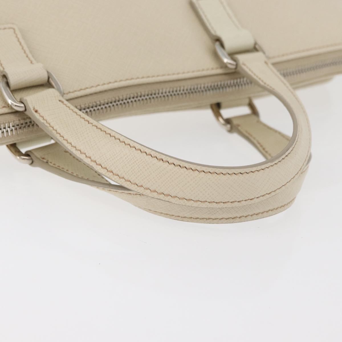 Prada Convertible Travel Saffiano Leather Beige Leather Briefcase Bag (Pre-Owned)