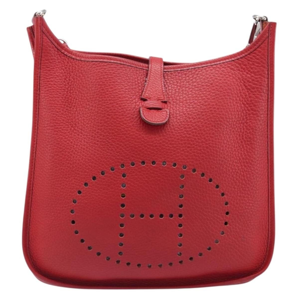 Hermes Evelyne Bag Gen Iii Clemence Red Leather Shoulder Bag Bag (Pre-Owned)