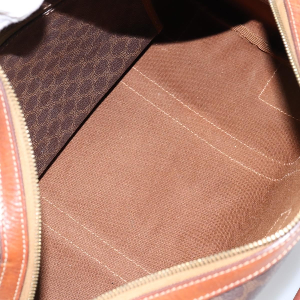 Celine Vintage Macadam Boston Canvas Brown Canvas Handbag (Pre-Owned)