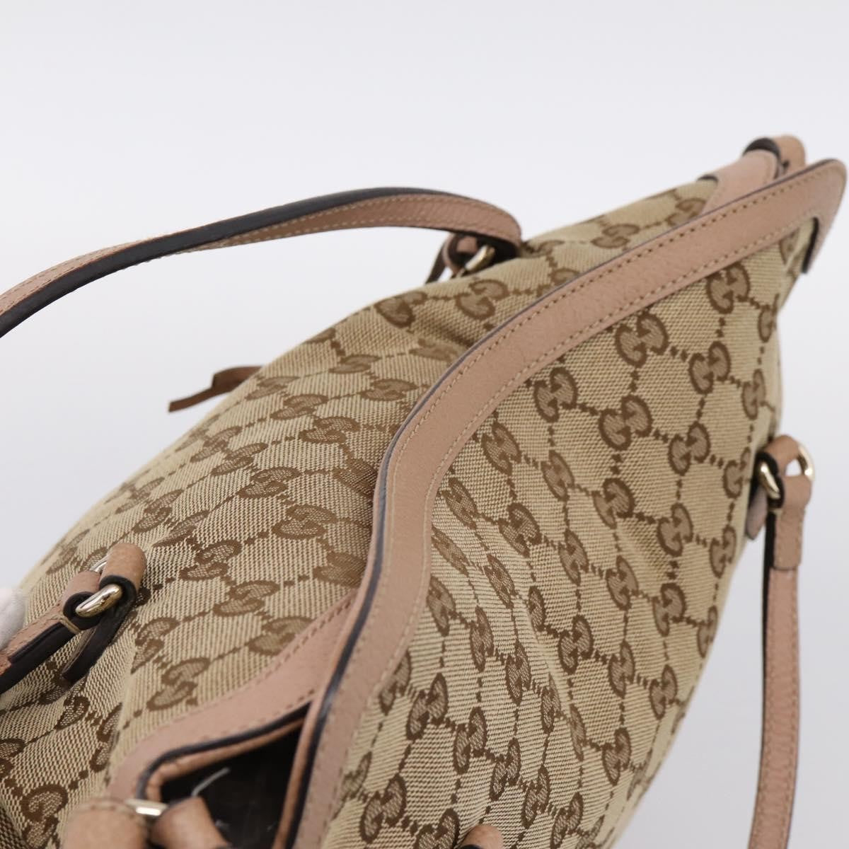 Gucci Bree Convertible Top Handle Gg Canvas With Leather Beige Canvas Handbag (Pre-Owned)