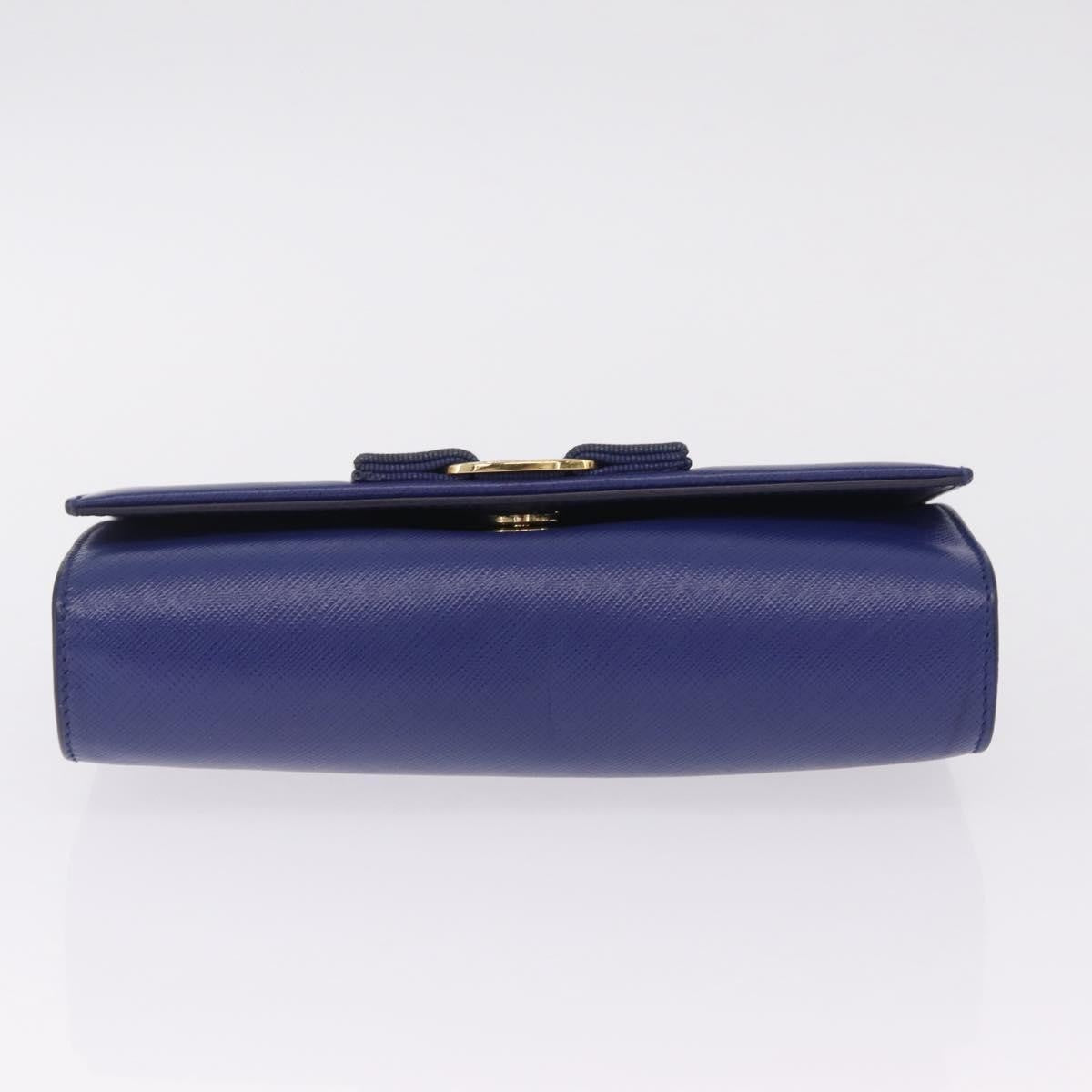 Salvatore Ferragamo Vala Chain Leather Blue Leather Shoulder Bag Bag (Pre-Owned)