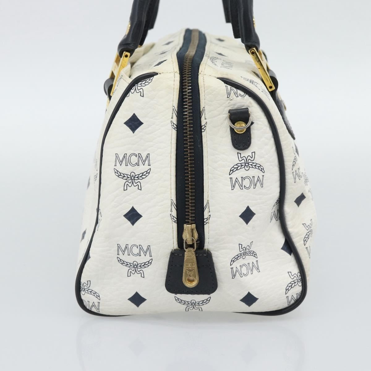 MCM Visetos Logogramme Leather White Leather Handbag (Pre-Owned)