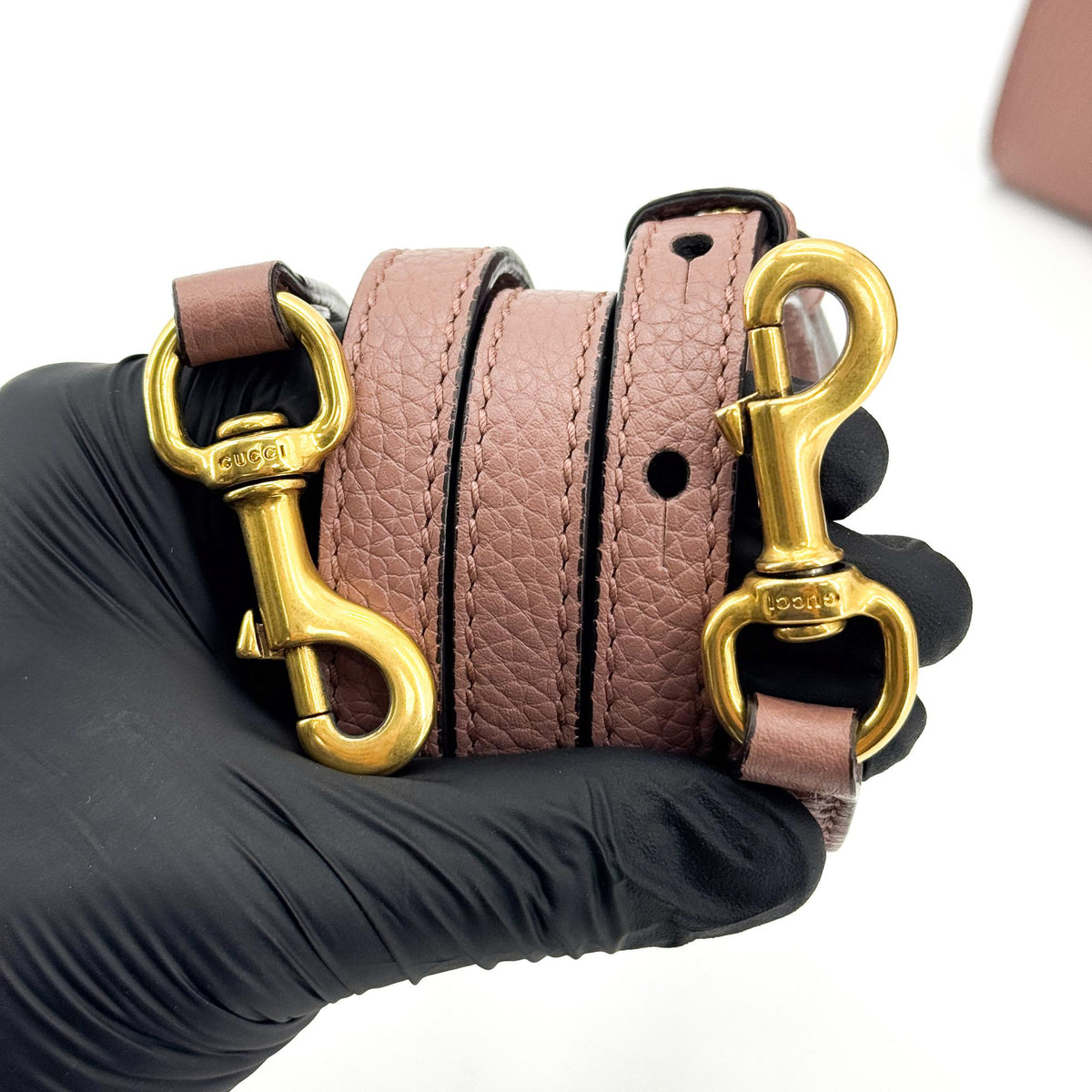 Gucci Gg Marmont Top Handle Leather Pink Leather Handbag (Pre-Owned)