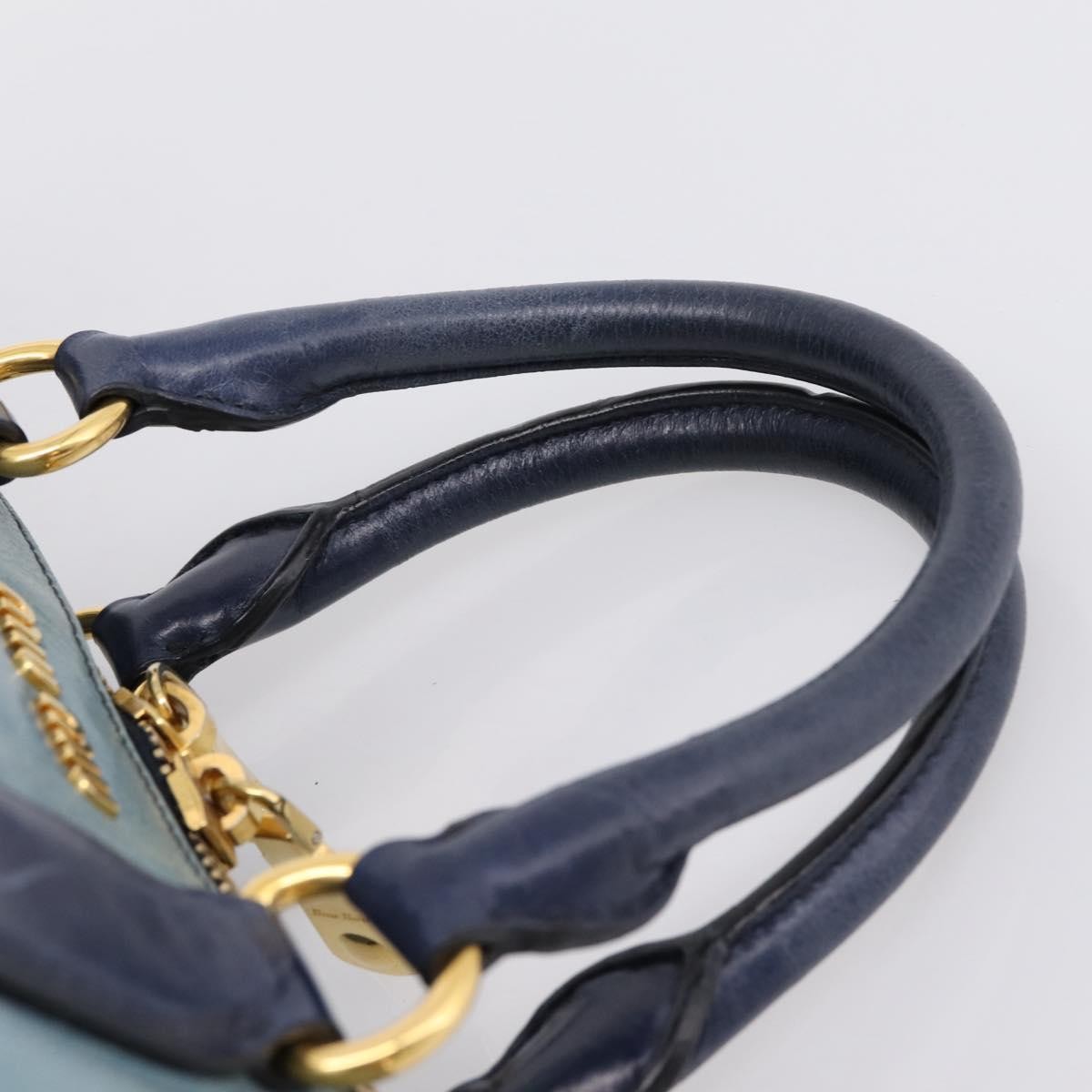 Miu Miu Beau Top Handle Leather Navy Leather Handbag (Pre-Owned)