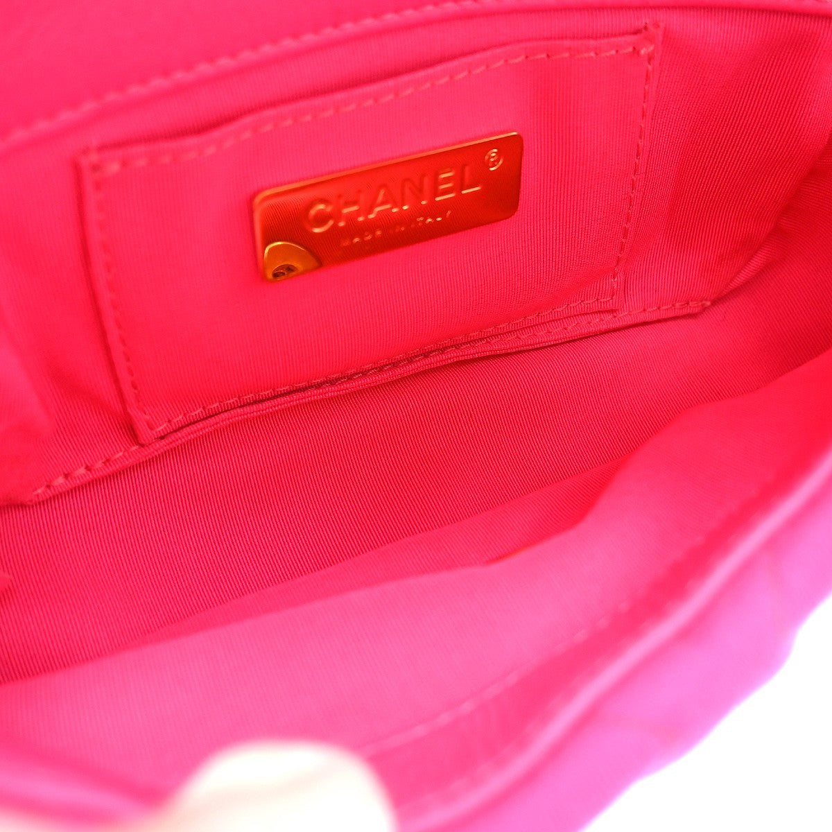 Chanel 19 Belt Quilted Jersey Pink Canvas Shoulder Bag Bag (Pre-Owned)