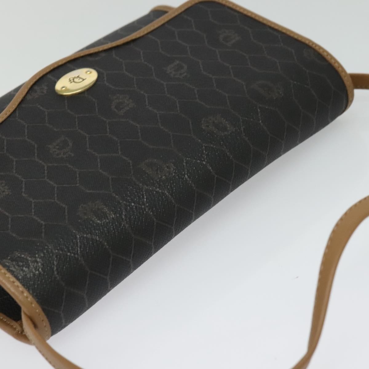 Christian Dior Vintage Honeycomb Flap Coated Canvas Black Canvas Shoulder Bag Bag (Pre-Owned)