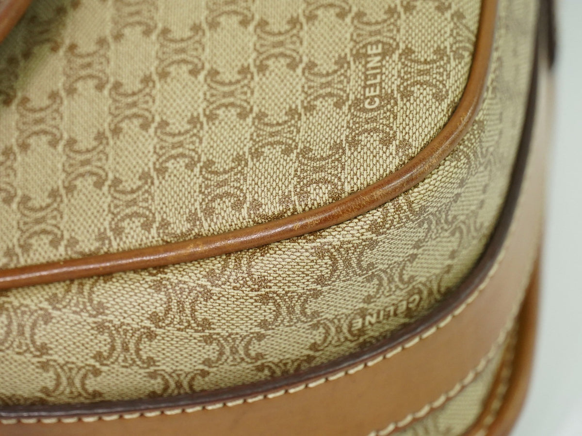 Celine Vintage Macadam Canvas And Leather Beige Canvas Shoulder Bag Bag (Pre-Owned)