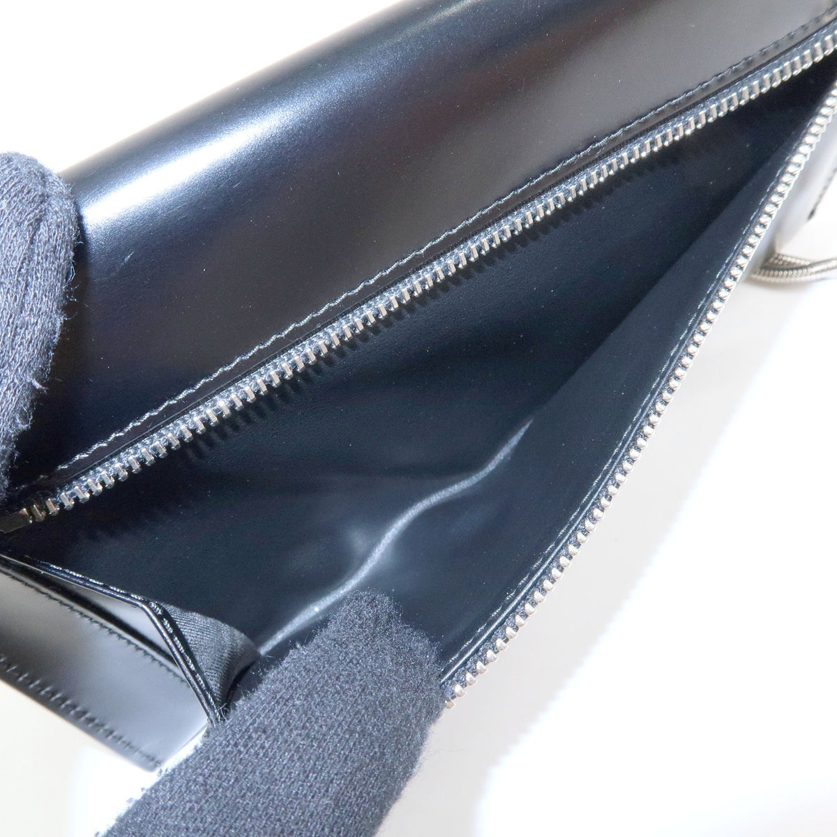 Prada Envelope Logo Clutch Spazzolato Leather Black Leather Clutche & Pouche Bag (Pre-Owned)