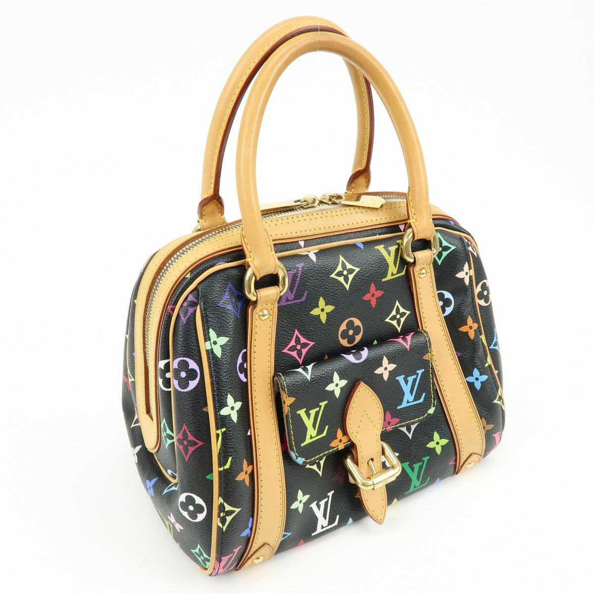 Louis Vuitton Priscilla Monogram Multicolor Black Canvas Handbag (Pre-Owned)