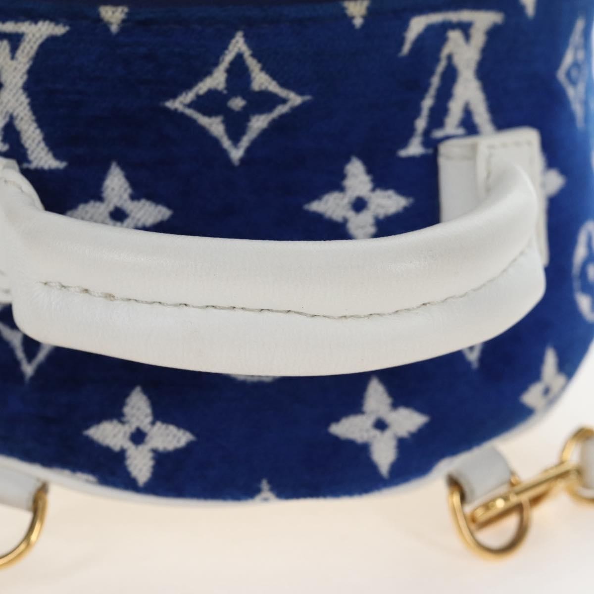 Louis Vuitton Palm Springs Lv Match Monogram Jacquard Velvet Blue Canvas Backpack Bag (Pre-Owned)