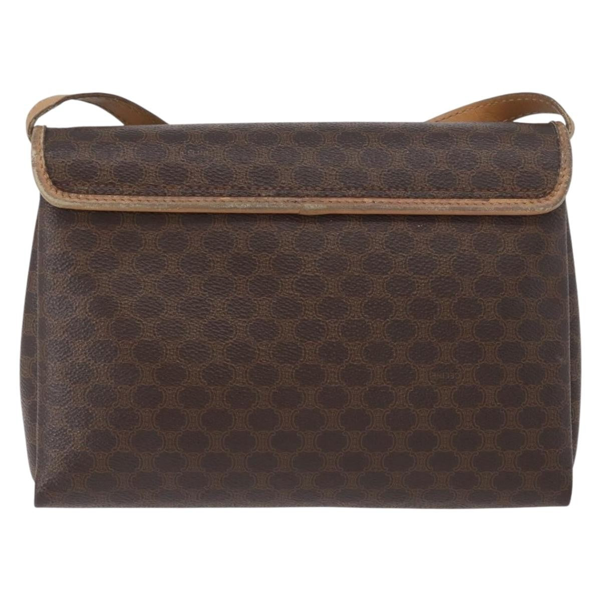 Celine Vintage Macadam Canvas And Leather Brown Canvas Shoulder Bag Bag (Pre-Owned)