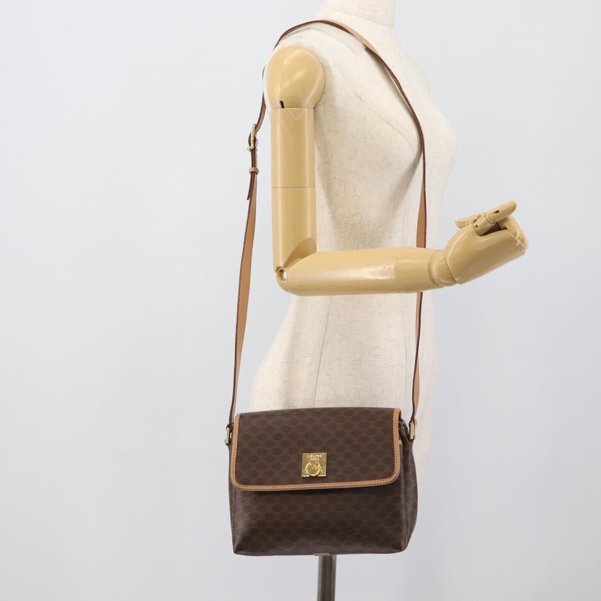 Celine Macadam Canvas Brown Canvas Shoulder Bag Bag (Pre-Owned)