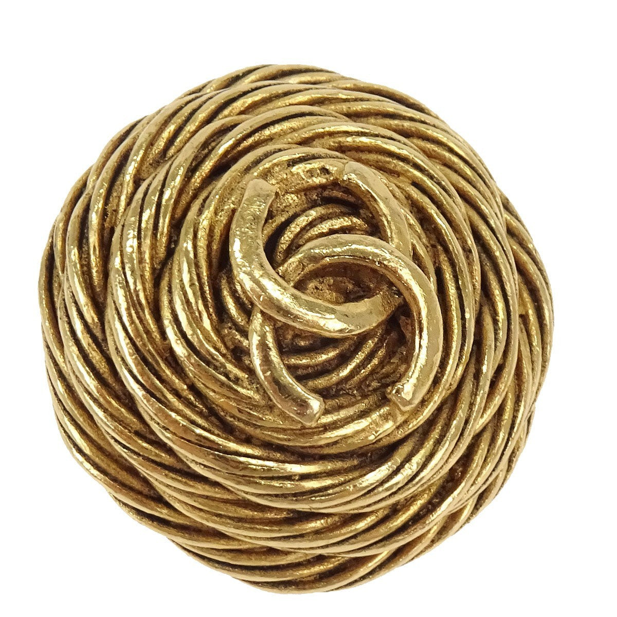 Chanel Vintage Cc Round Clip-On Metal Gold Gold_Plated Earrings Jewelry (Pre-Owned)