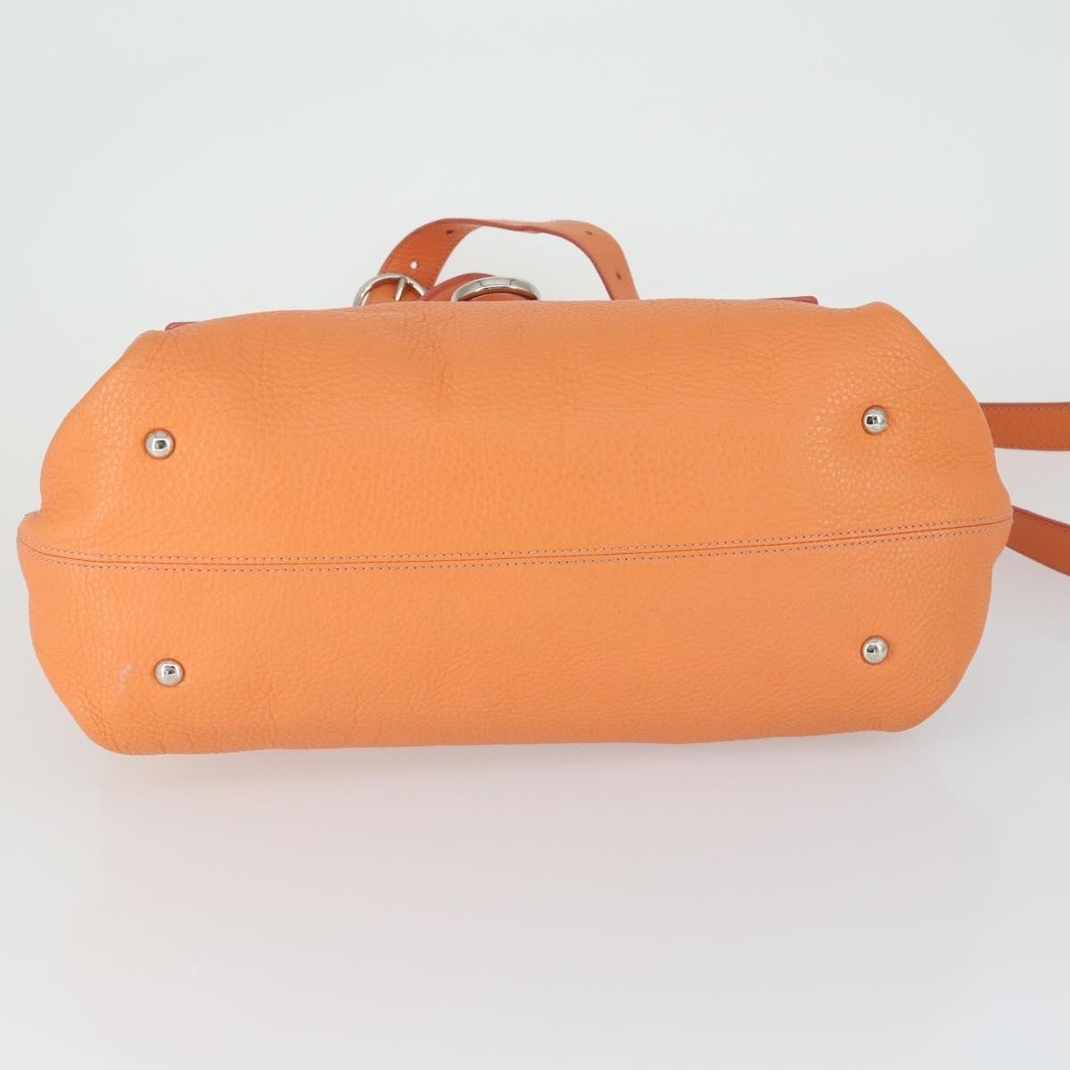 Salvatore Ferragamo Sofia Satchel Grainy Leather Orange Leather Handbag (Pre-Owned)