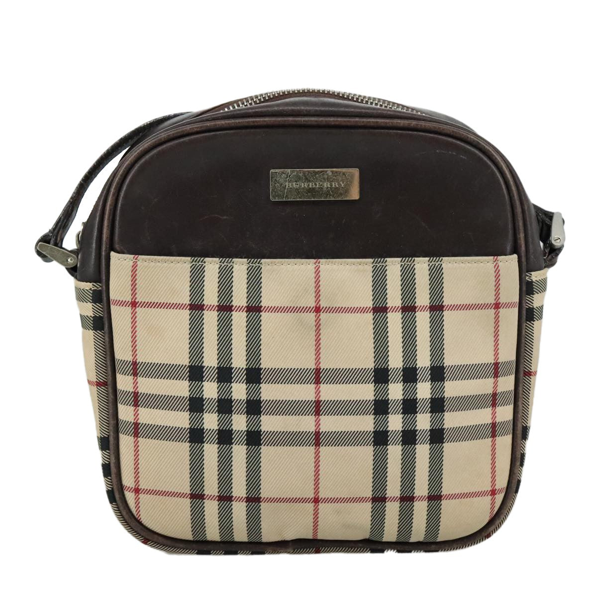 Burberry Nova Check Canvas And Leather Beige Canvas Shoulder Bag Bag (Pre-Owned)