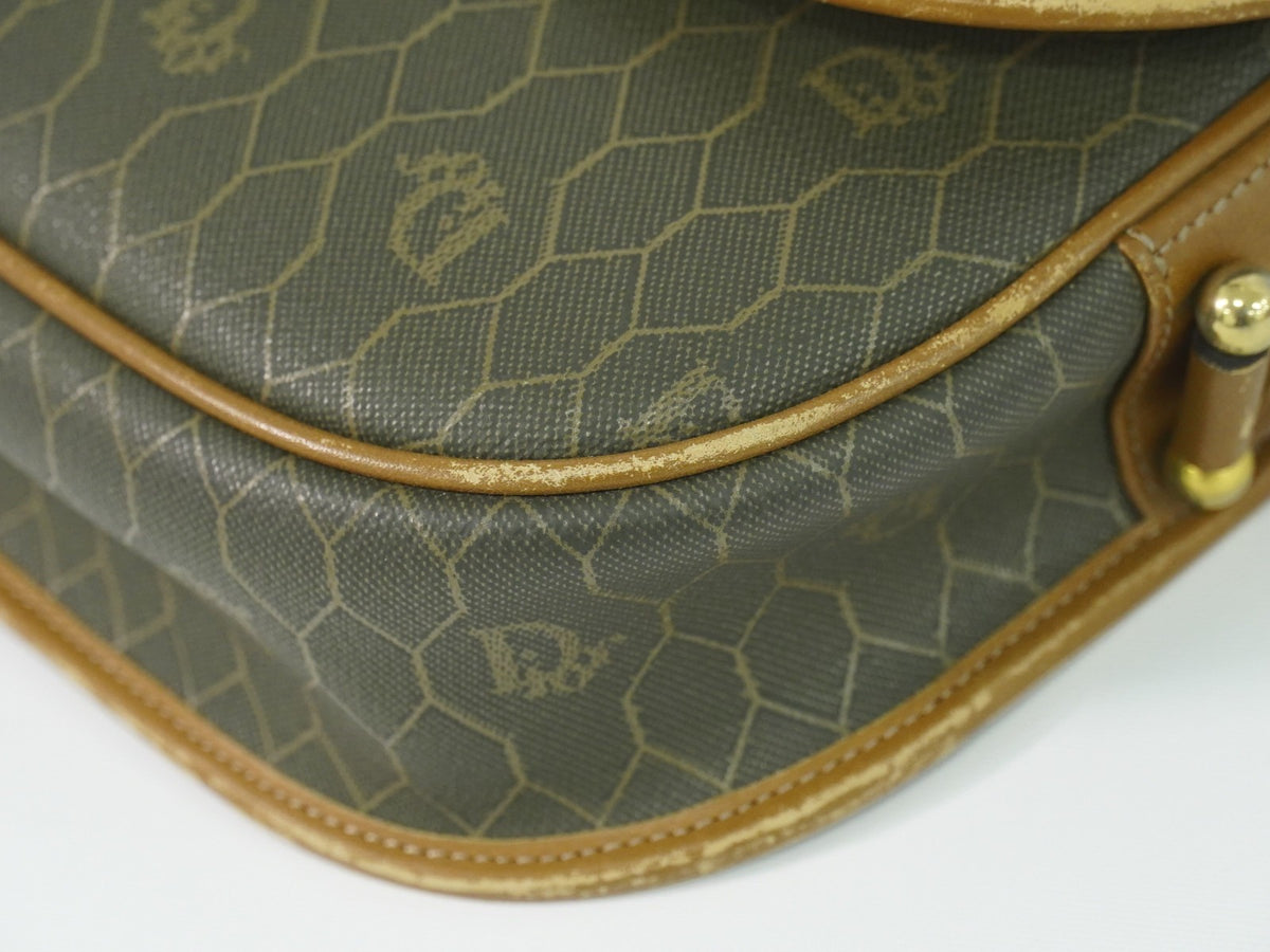 Christian Dior Vintage Honeycomb Canvas Brown Canvas Shoulder Bag Bag (Pre-Owned)
