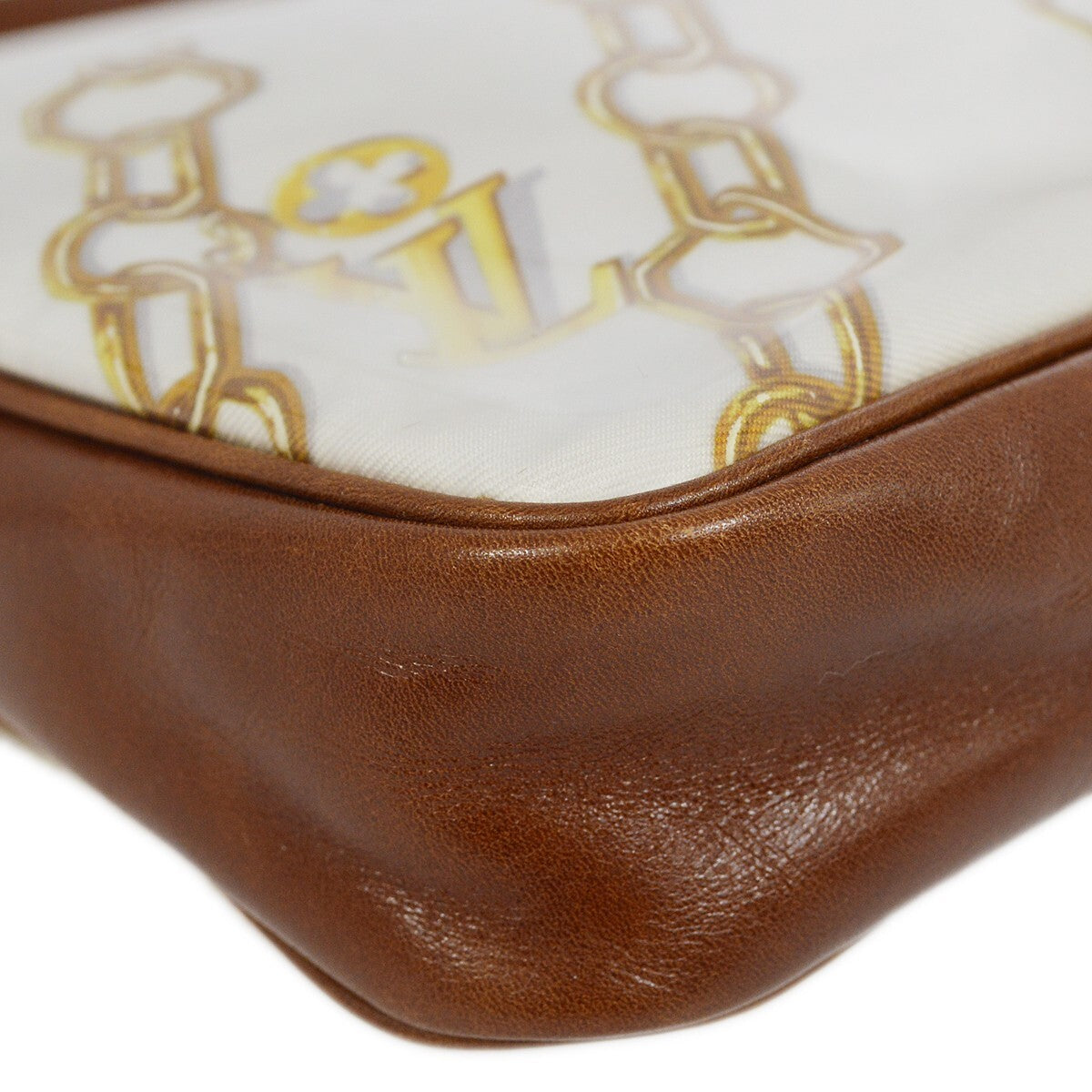 Louis Vuitton Charms Pochette Pvc Over Printed Silk Brown Leather Clutche & Pouche Bag (Pre-Owned)