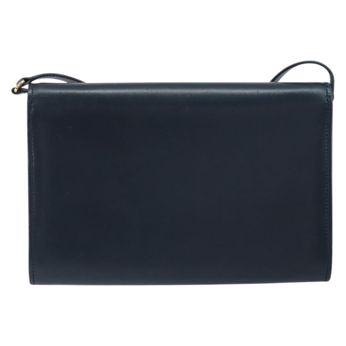 Gucci Vintage Interlocking G Flap Leather Navy Leather Shoulder Bag Bag (Pre-Owned)