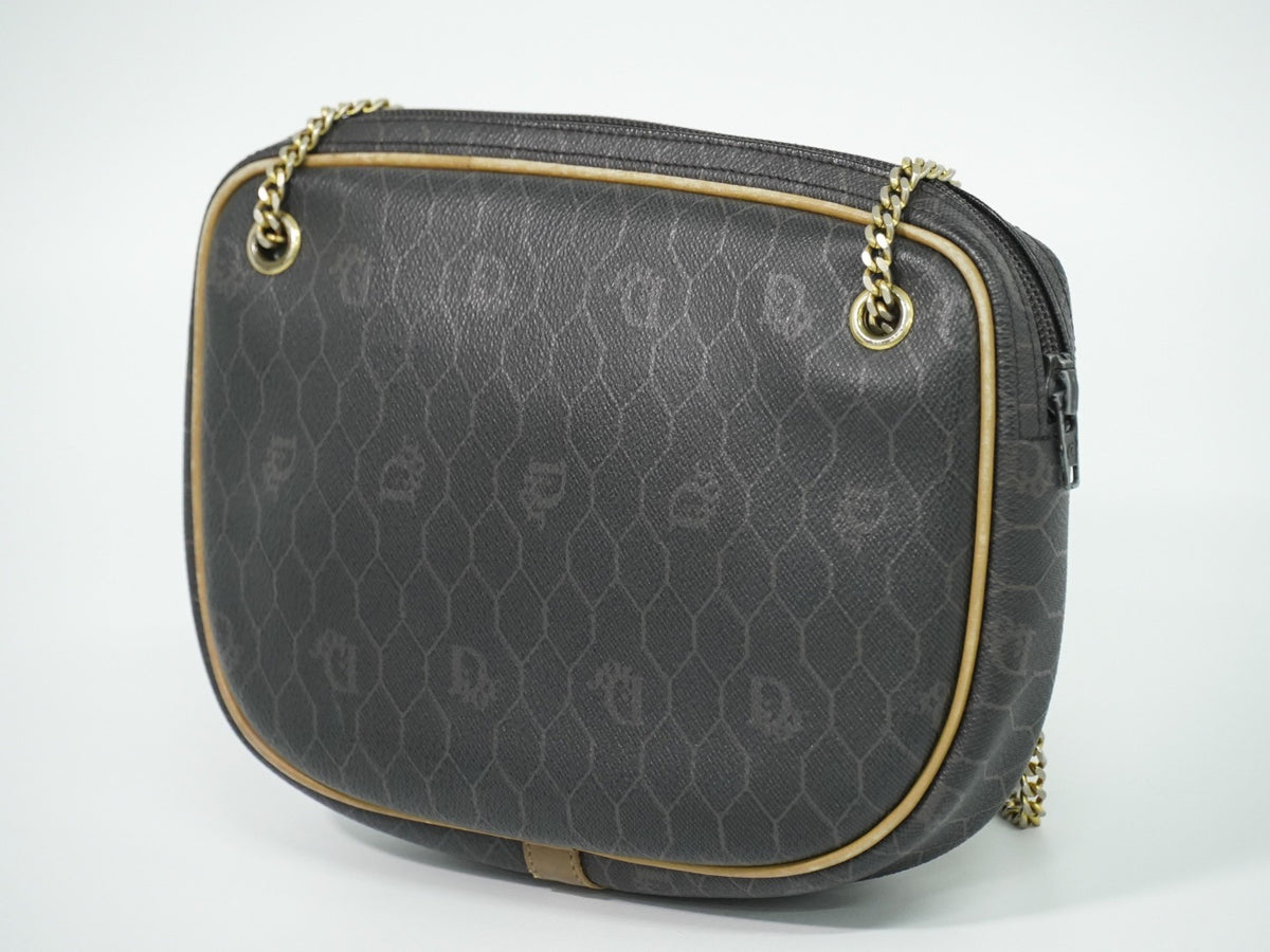 Christian Dior Vintage Honeycomb Canvas Black Canvas Shoulder Bag Bag (Pre-Owned)