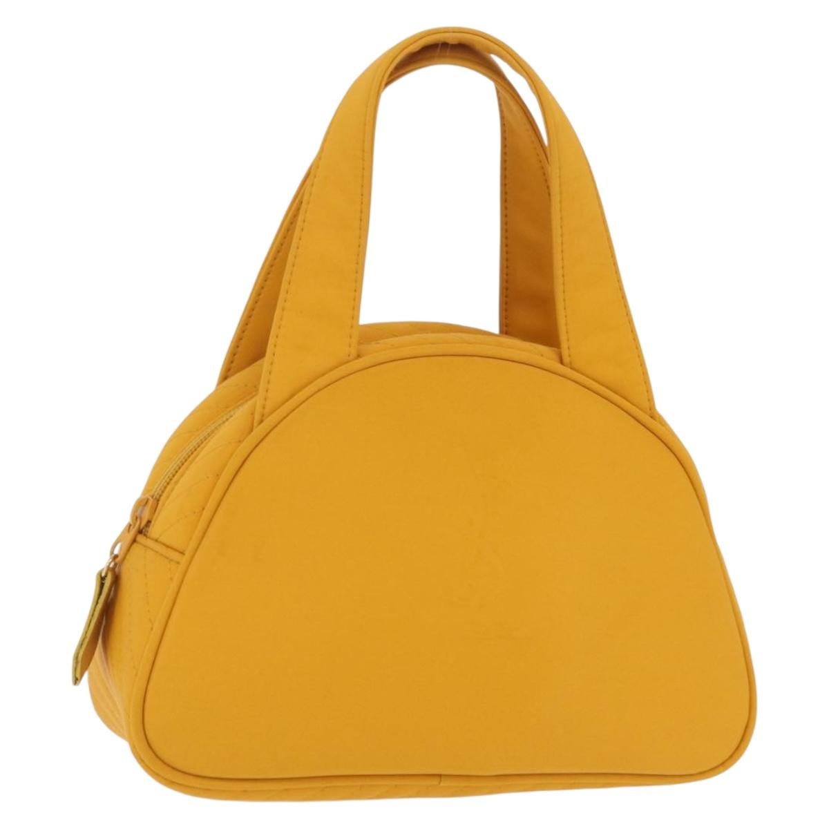 Saint Laurent Vintage Quilted Top Handle Bag Nylon Yellow Nylon Handbag (Pre-Owned)