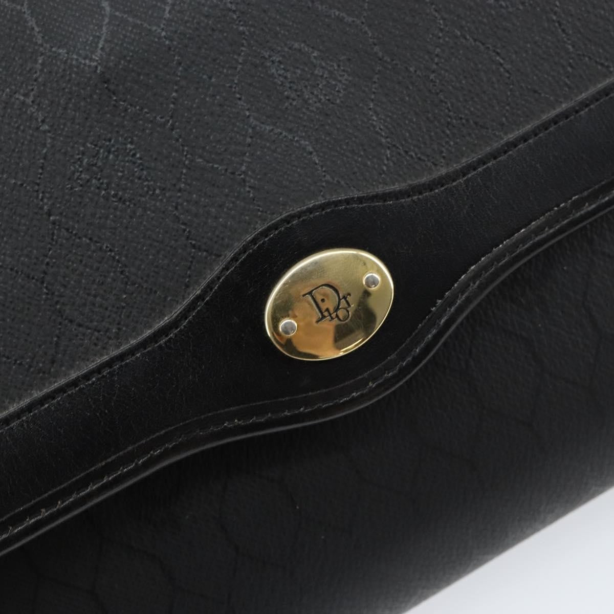 Christian Dior Vintage Honeycomb Flap Coated Canvas Black Canvas Shoulder Bag Bag (Pre-Owned)