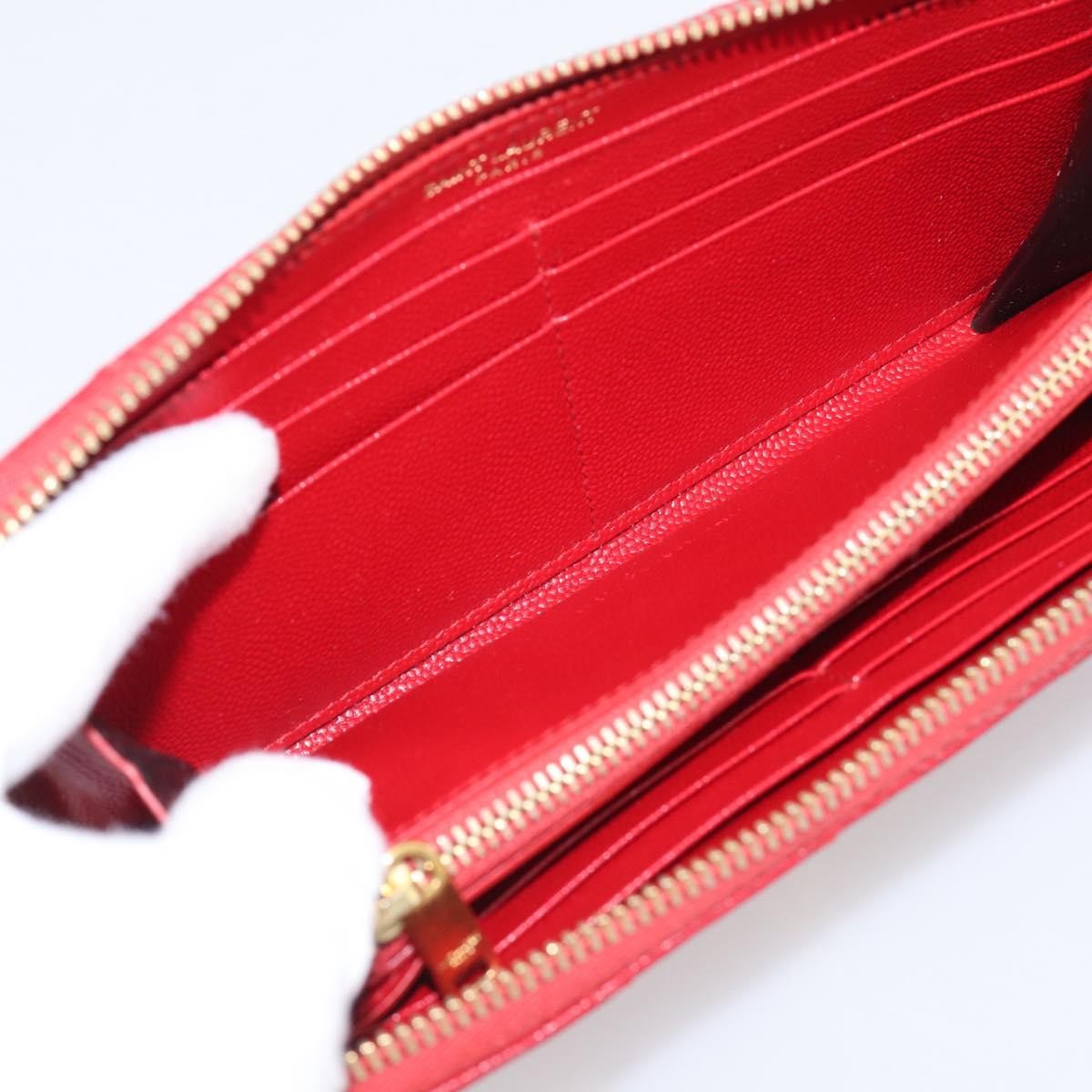 Saint Laurent Loulou Zip Around Matelasse Chevron Leather Red Leather Wallets Accessory (Pre-Owned)