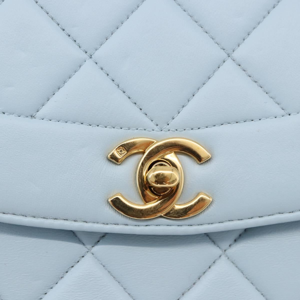 Chanel Vintage Diana Flap Quilted Lambskin Blue Leather Shoulder Bag Bag (Pre-Owned)