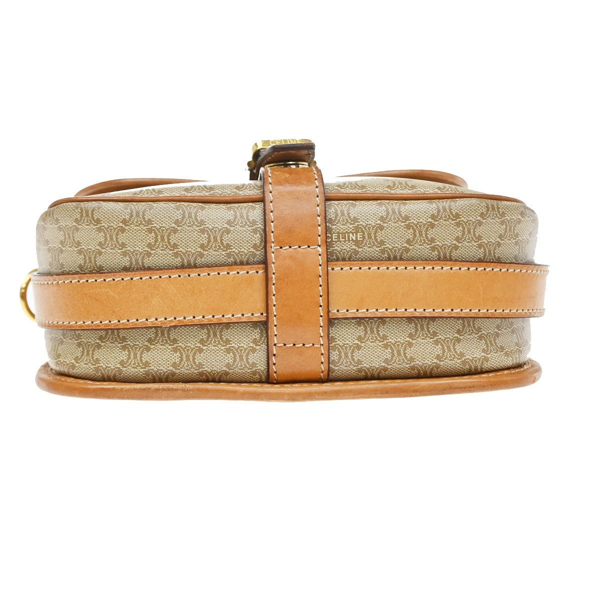 Celine Vintage Macadam Canvas And Leather Beige Canvas Shoulder Bag Bag (Pre-Owned)