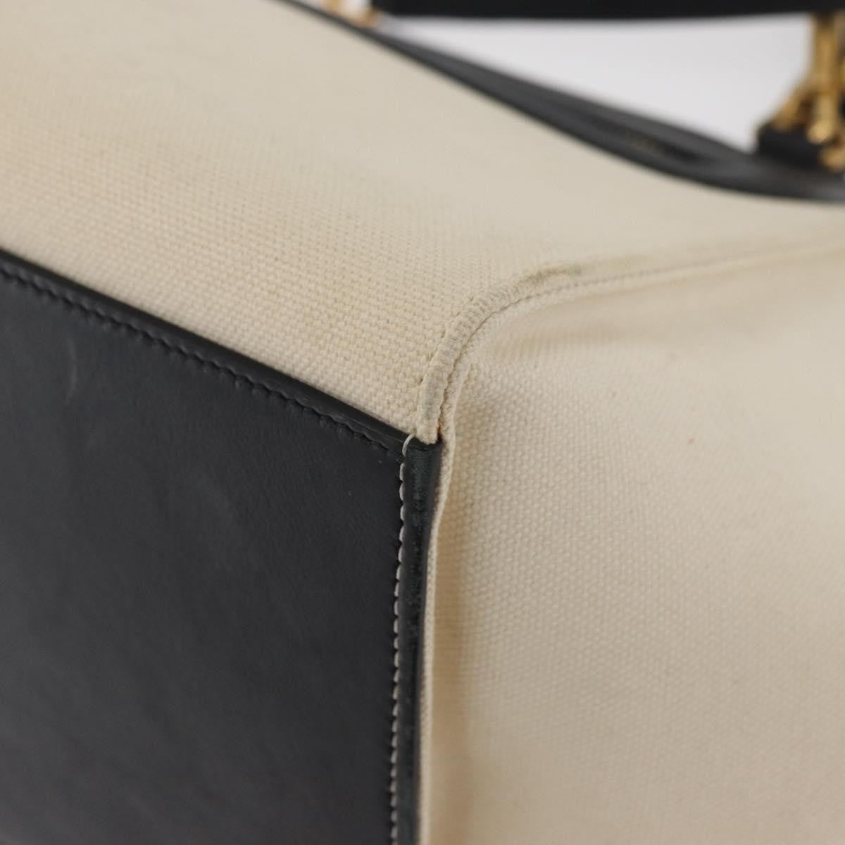 Celine Trapeze Leather With Canvas Beige Canvas Handbag (Pre-Owned)
