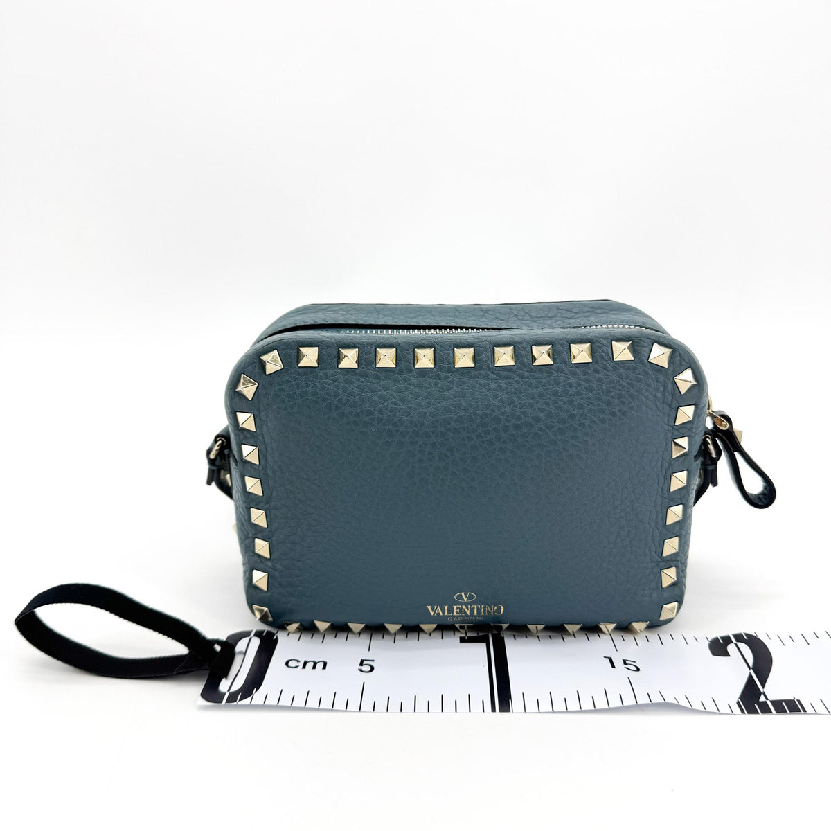 Valentino Garavani Rockstud Camera Leather Blue Leather Crossbody Bag Bag (Pre-Owned)