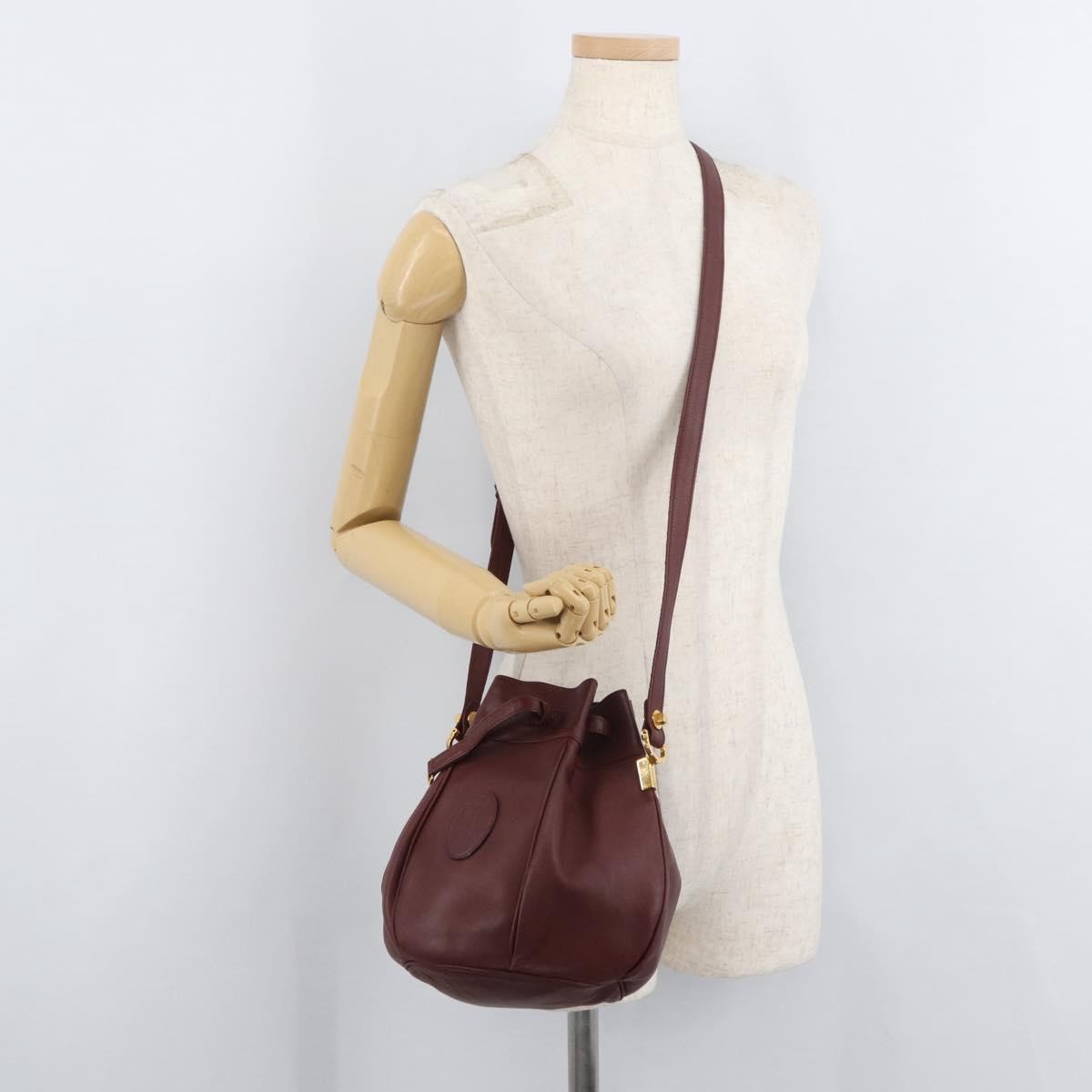 Cartier Must De Cartier Leather Burgundy Leather Shoulder Bag Bag (Pre-Owned)