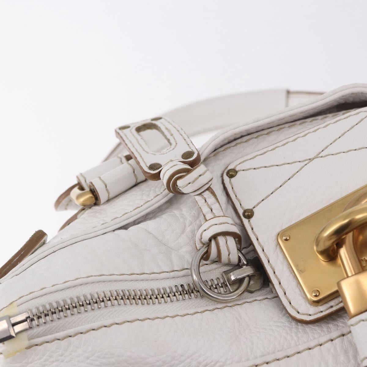 Chloe Paddington Lock Leather White Leather Handbag (Pre-Owned)