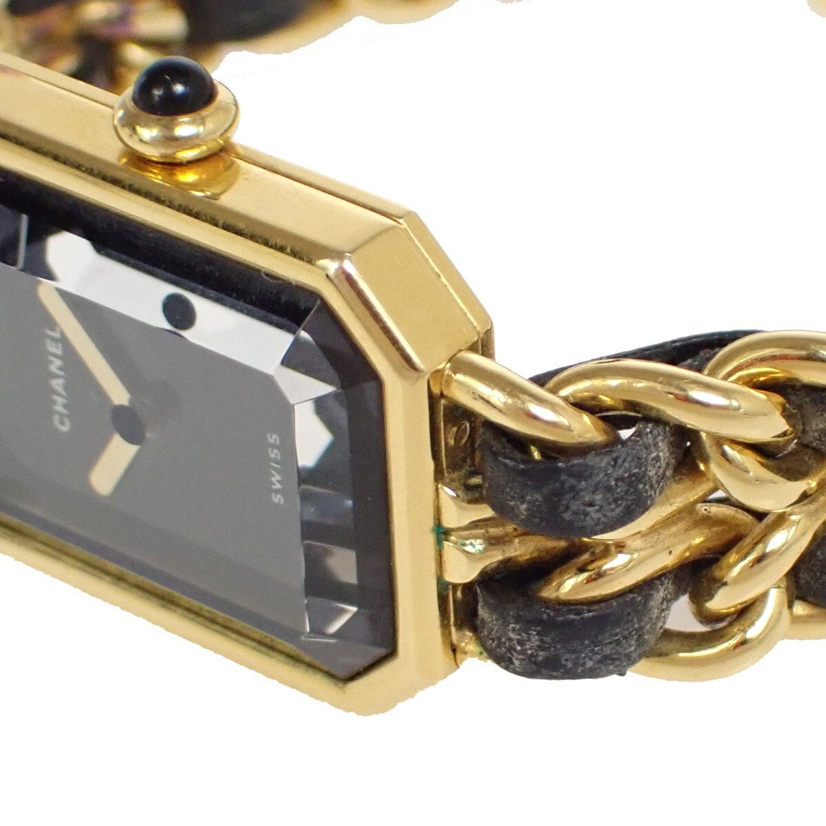 Chanel Premiere Rock Quartz Plated Metal And Leather Watch (Pre-Owned)