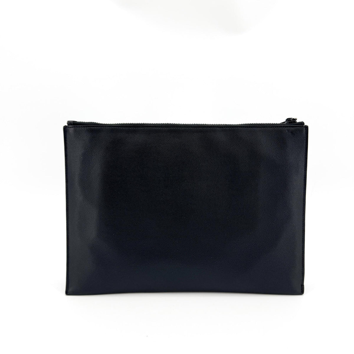 Saint Laurent Classic Monogram Zip Leather Black Leather Clutche & Pouche Bag (Pre-Owned)