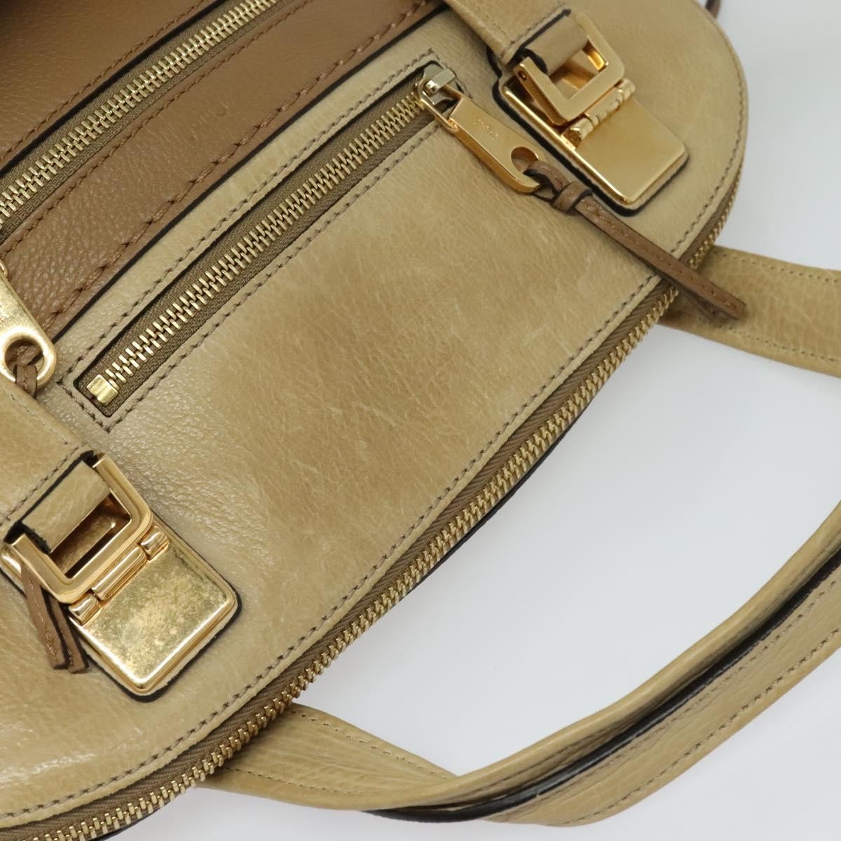 Chloe Angie Tote Leather Brown Leather Tote Bag Bag (Pre-Owned)