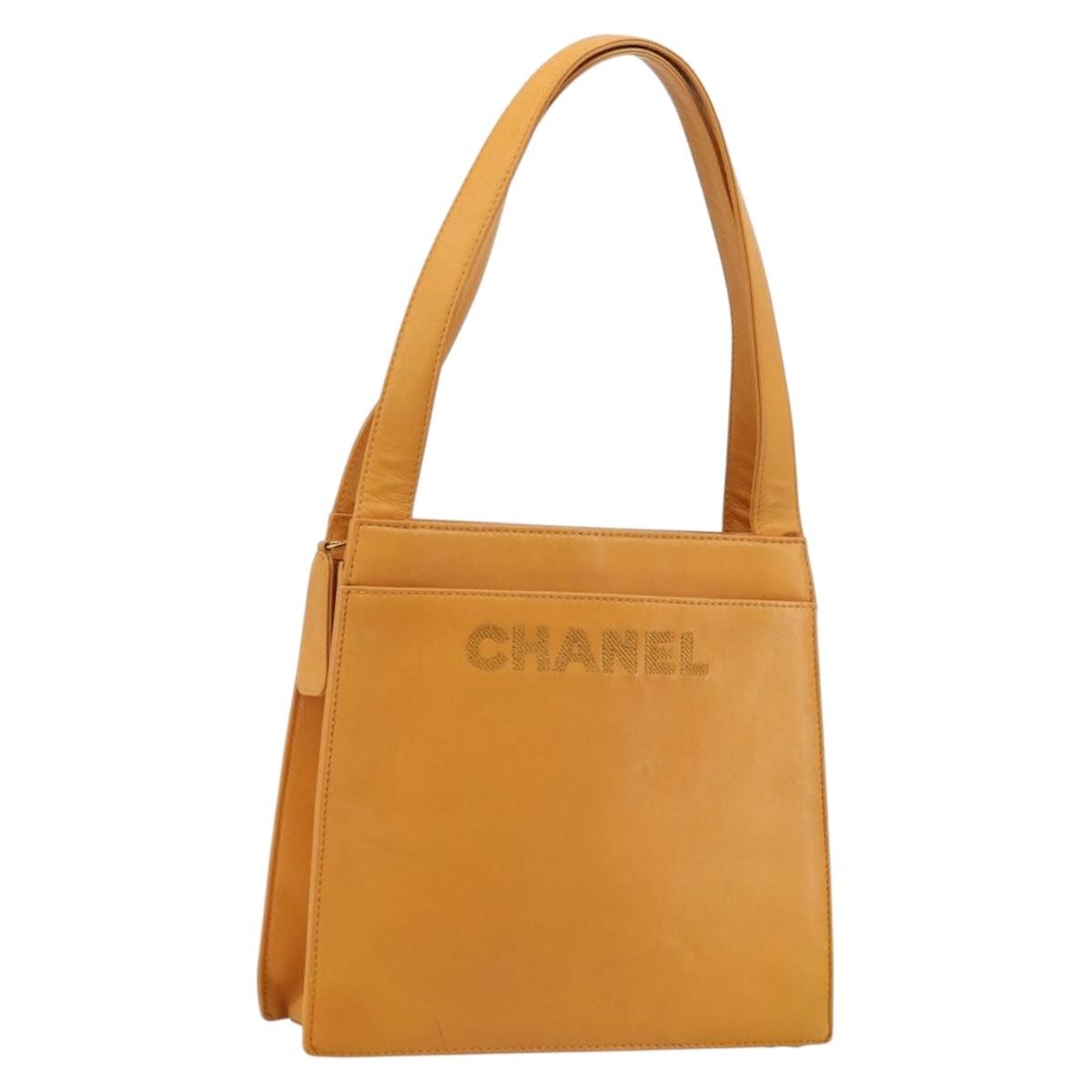 Chanel Vintage Logo Tote Leather Camel Leather Tote Bag Bag (Pre-Owned)