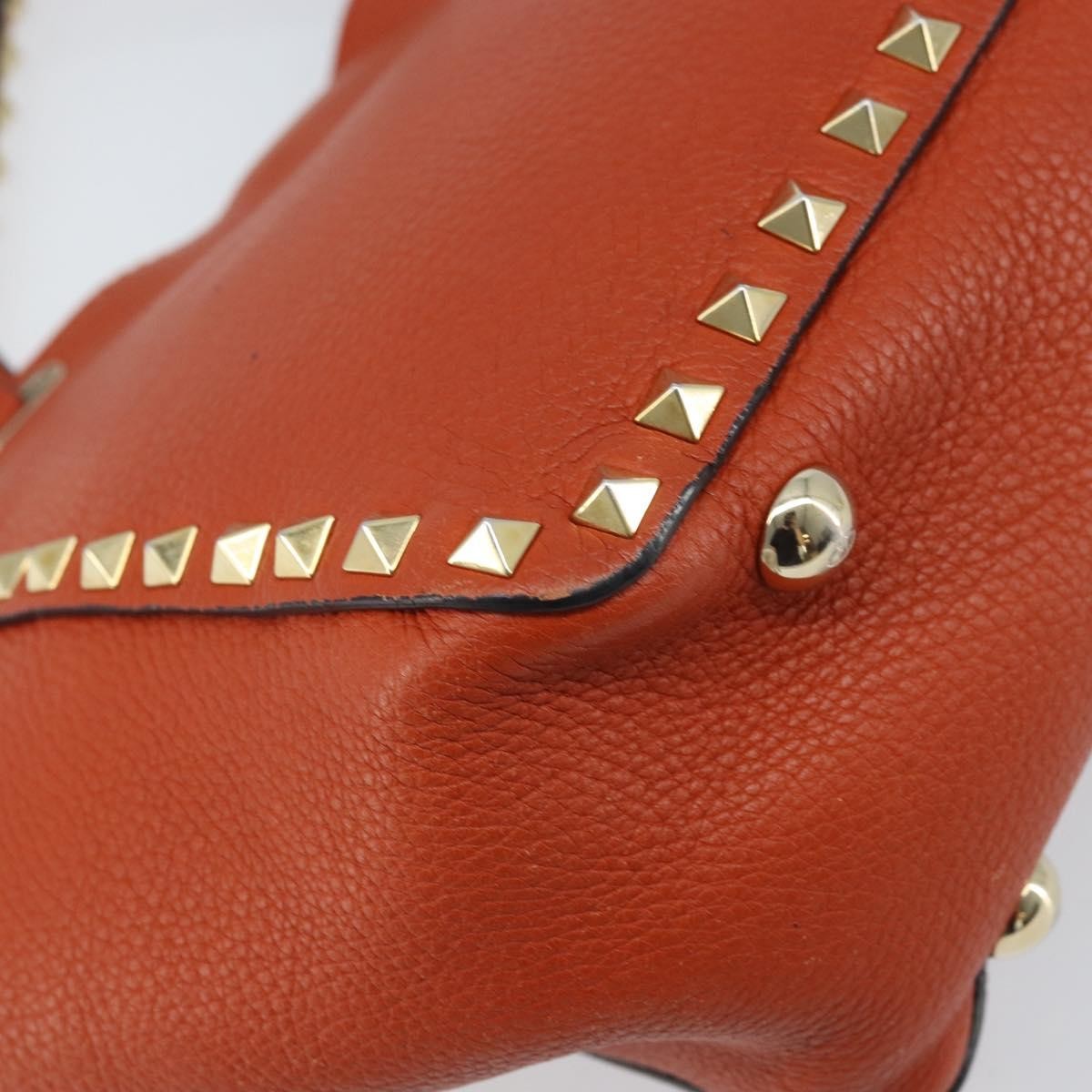 Valentino Garavani 1975 Rockstud Striped Leather Orange Leather Tote Bag Bag (Pre-Owned)