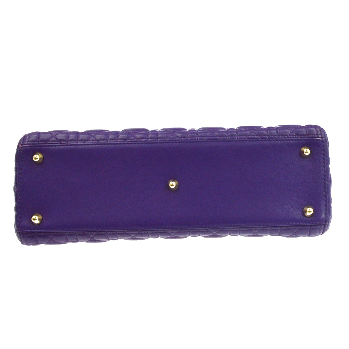 Christian Dior Lady Dior Cannage Quilt Lambskin Purple Leather Handbag (Pre-Owned)