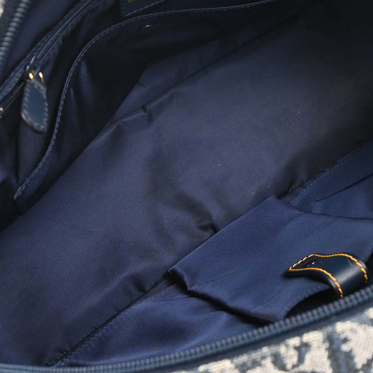 Christian Dior Vintage Saddle Bowler Diorissimo Canvas Navy Canvas Handbag (Pre-Owned)