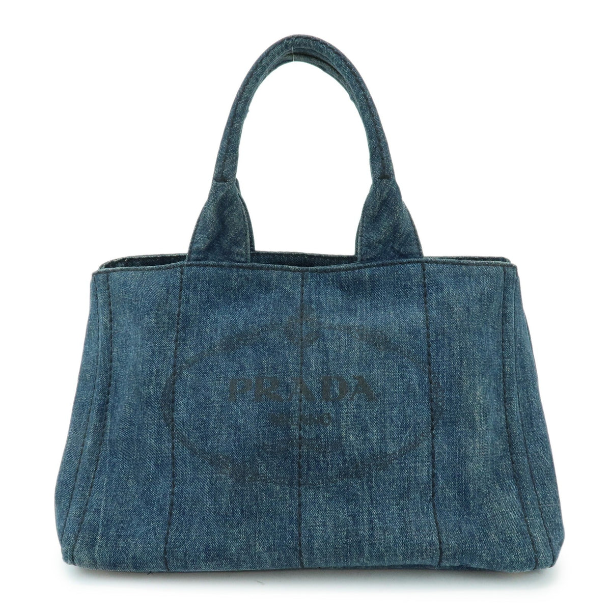 Prada Canapa Denim Blue Denim_Jeans Tote Bag Bag (Pre-Owned)
