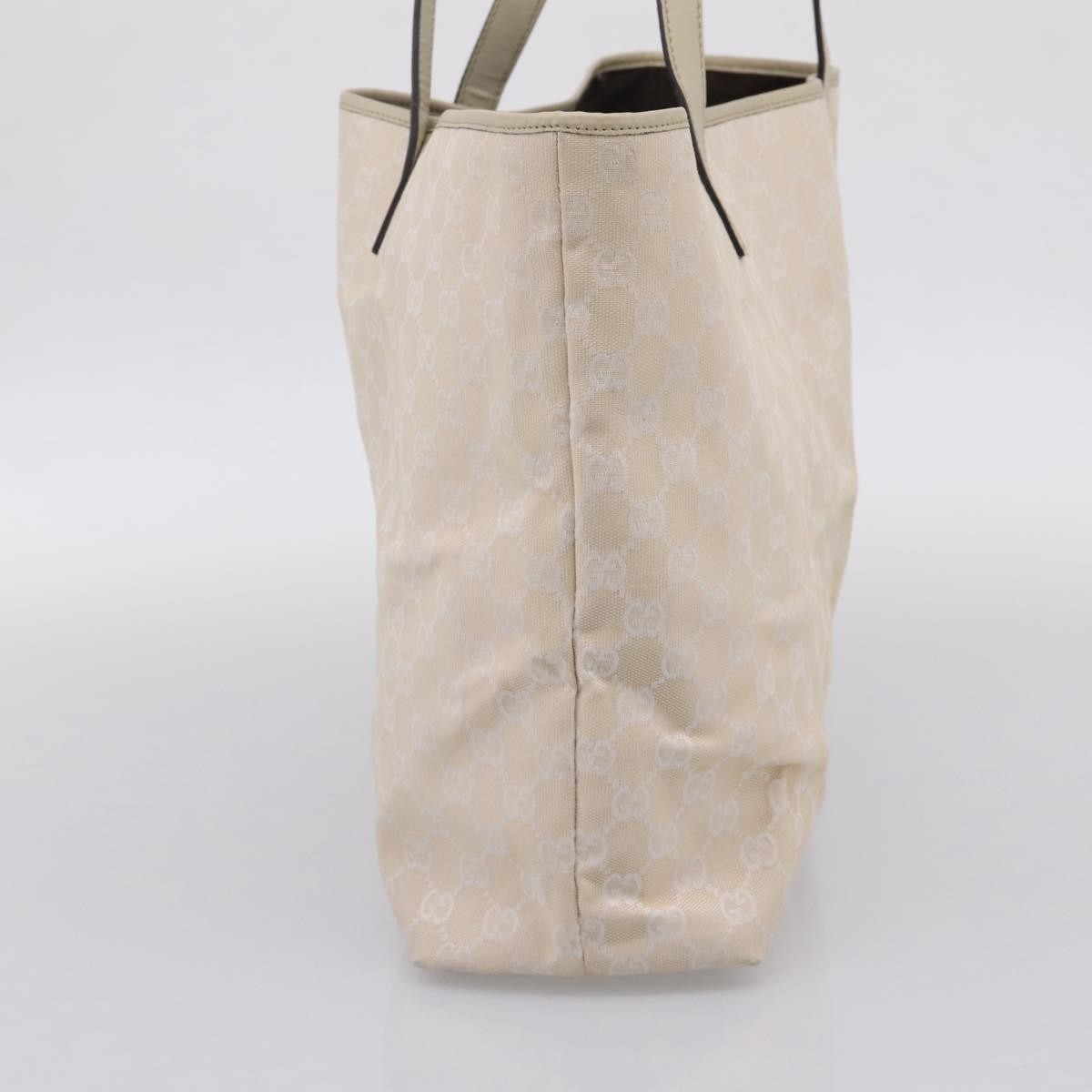 Gucci Open Tote Gg Canvas And Leather Beige Canvas Handbag (Pre-Owned)