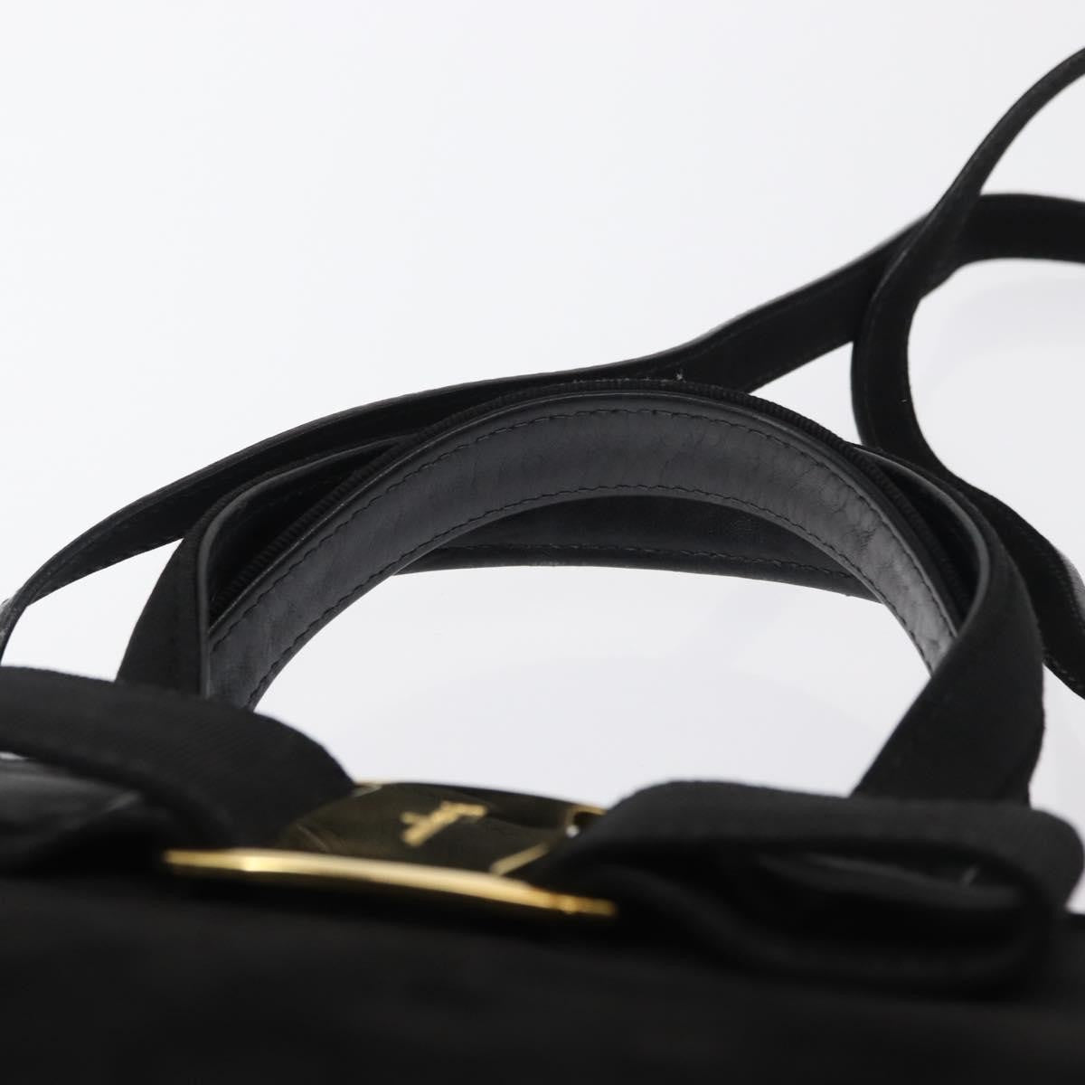 Salvatore Ferragamo Convertible Vara Bow Suede Black Suede Handbag (Pre-Owned)