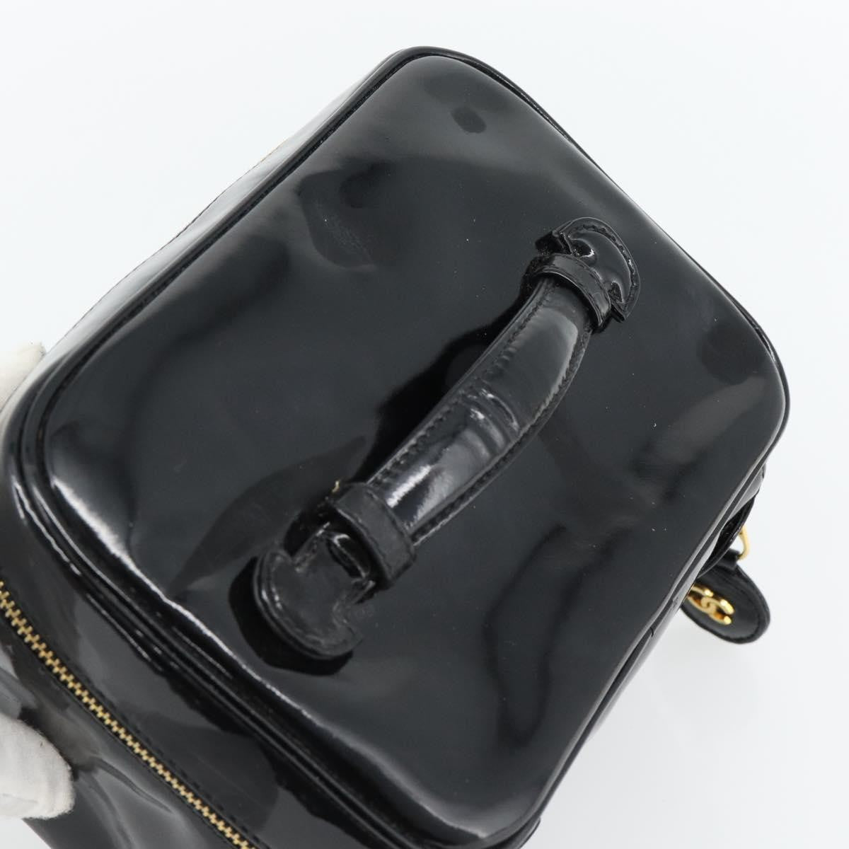 Chanel Vintage Timeless Cosmetic Case Patent Black Patent_Leather Handbag (Pre-Owned)