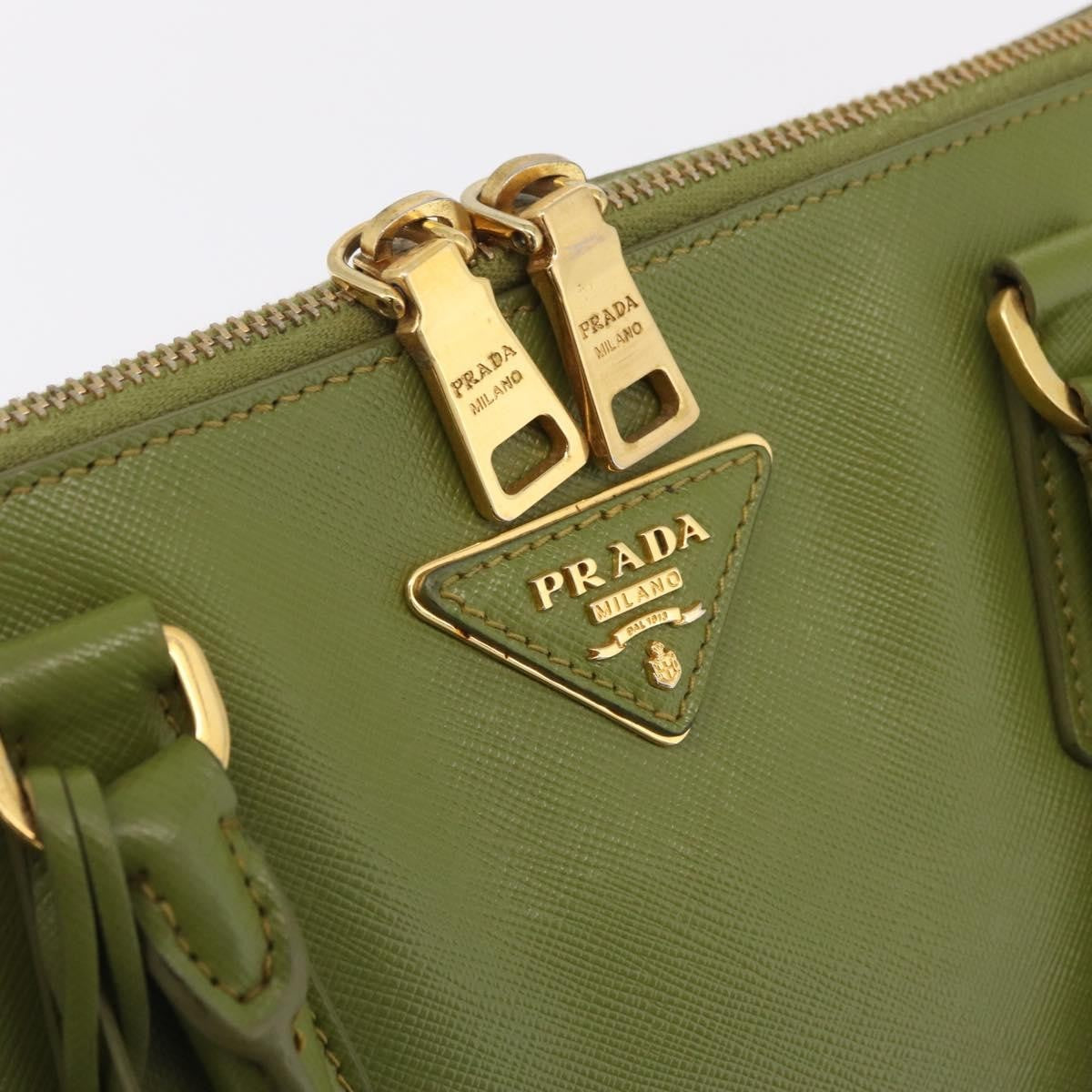 Prada Promenade Saffiano Leather Green Leather Handbag (Pre-Owned)