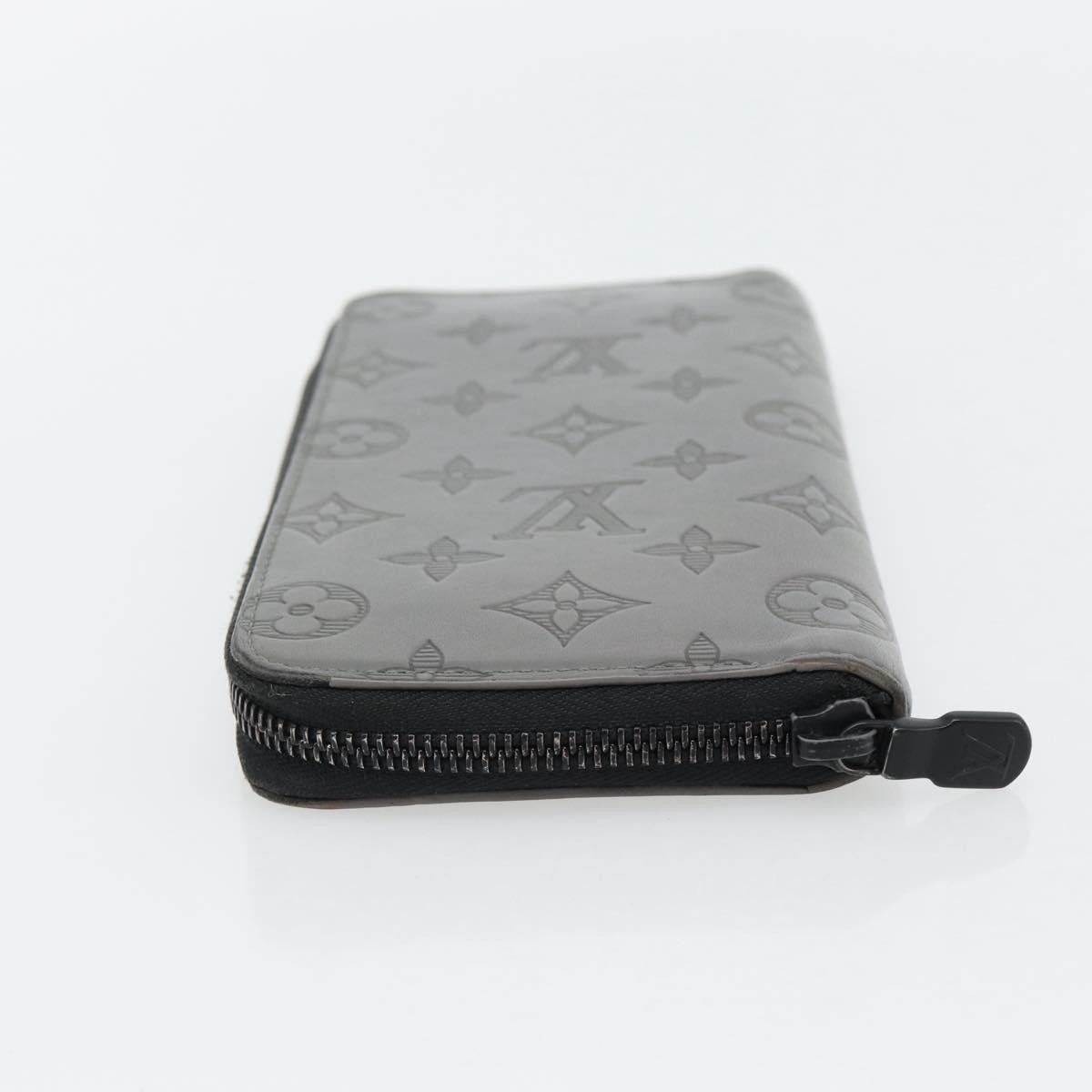 Louis Vuitton Zippy Wallet Vertical Monogram Shadow Leather Gray Leather Wallets Accessory (Pre-Owned)