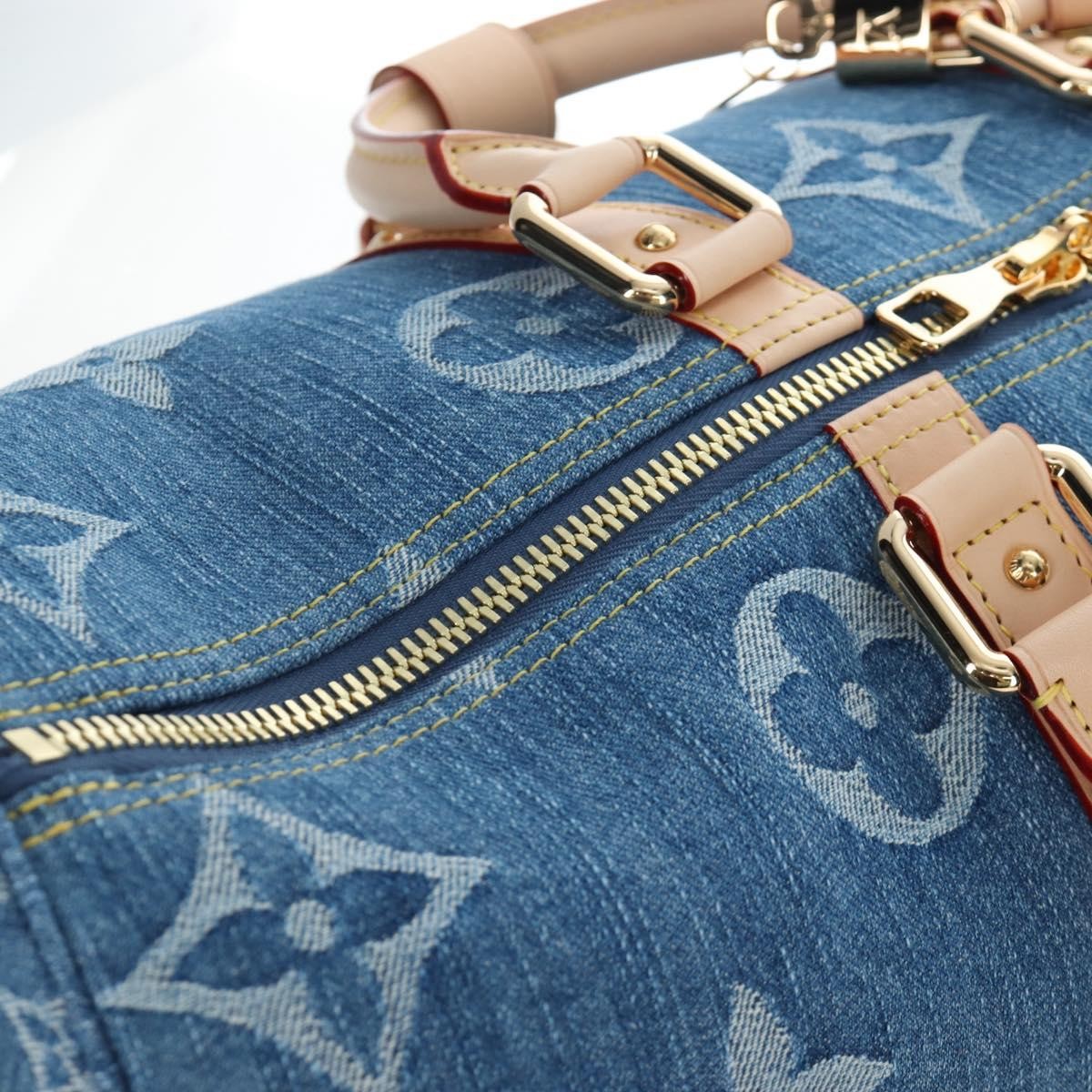 Louis Vuitton Keepall Bandouliere Limited Edition Monogram Watercolor Stripes Denim Blue Denim_Jeans Travel Bag Bag (Pre-Owned)