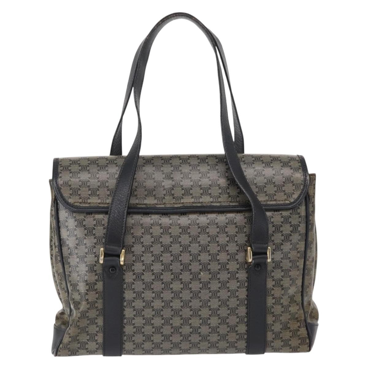 Celine Vintage Macadam Canvas And Leather Black Canvas Shoulder Bag Bag (Pre-Owned)